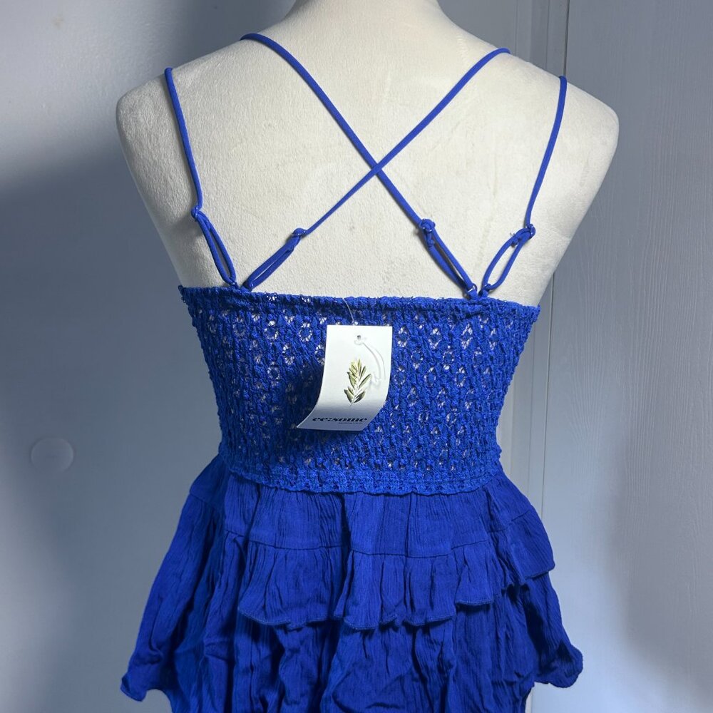 Zenana Blue Lacy Top - Picture 3 of 4